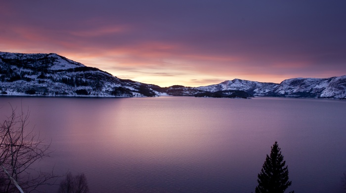 landscape, snow, lake