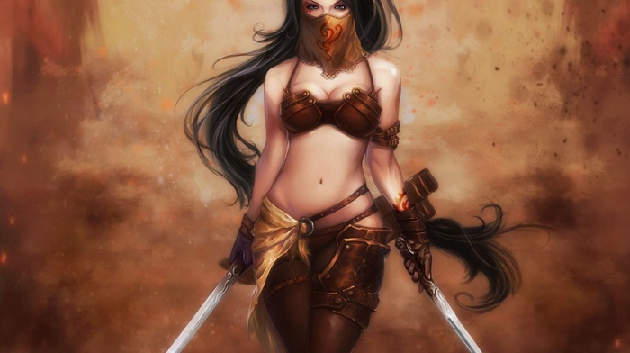 girl, warrior, fantasy art, sword