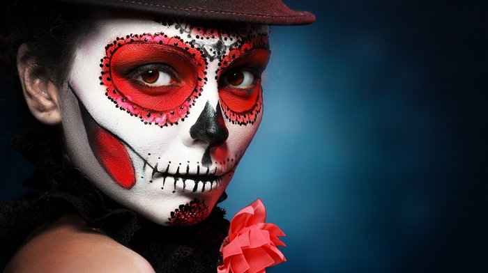 sugar skull, Halloween, hat, makeup