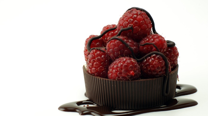 fruit, food, chocolate, rasberries