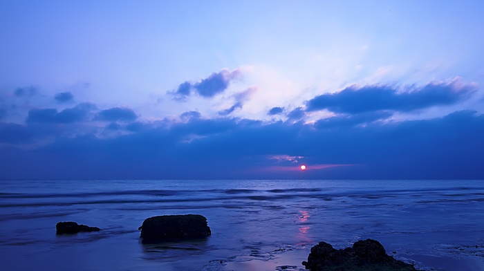 horizon, landscape, clouds