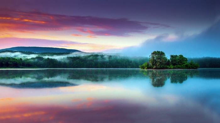 trees, landscape, lake