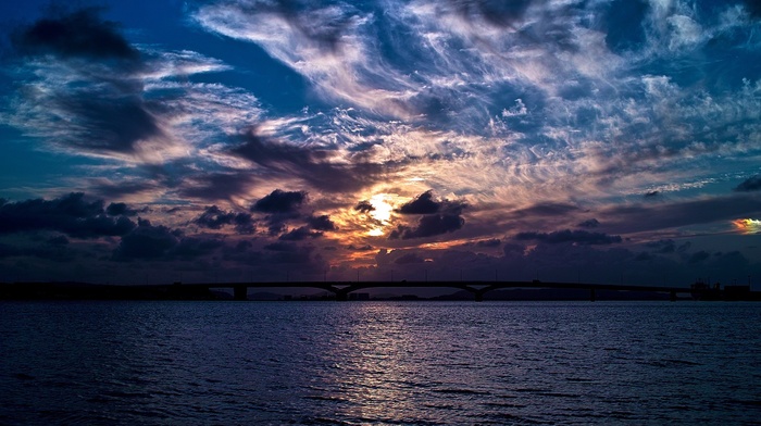 clouds, sea, landscape