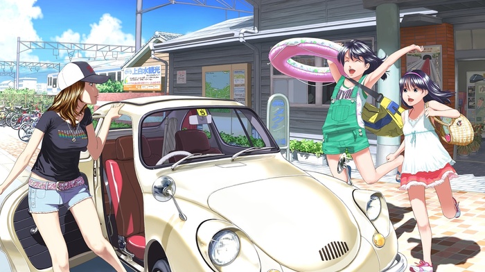 car, original characters, anime, anime girls