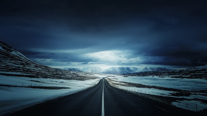 mountain, clouds, landscape, Ring road, Iceland