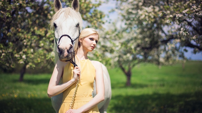 model, horse, girl