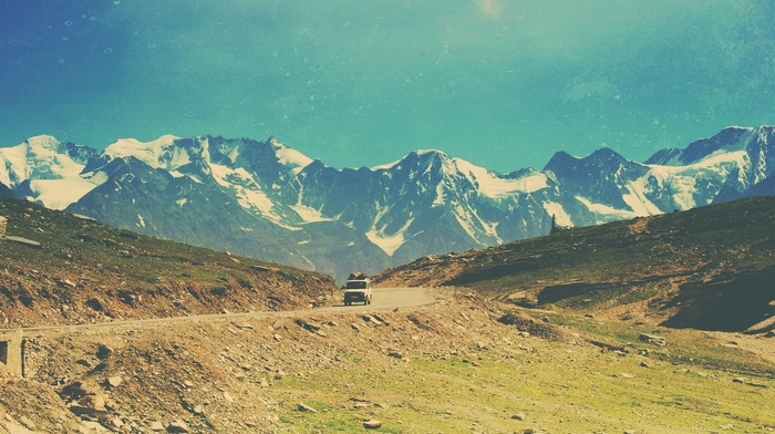 car, mountain, road