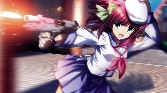 angel beats, Nakamura Yuri, gun, anime, anime girls