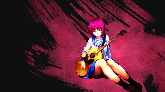 guitar, anime, anime girls, Iwasawa Masami, angel beats, school uniform