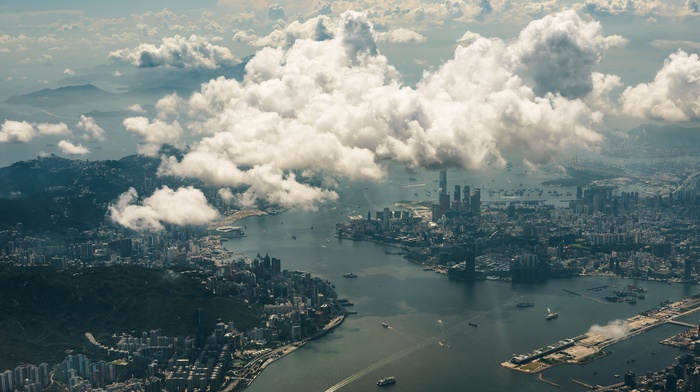 clouds, city, Hong Kong