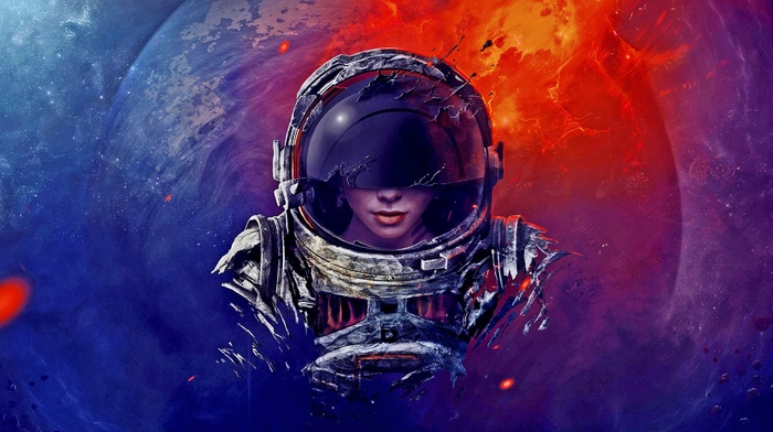 astronauts, digital art, science fiction