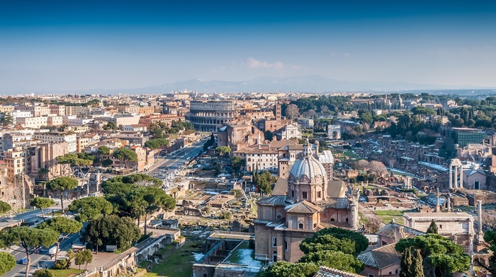 cityscape, Colosseum, Italy, cathedral, city, Rome
