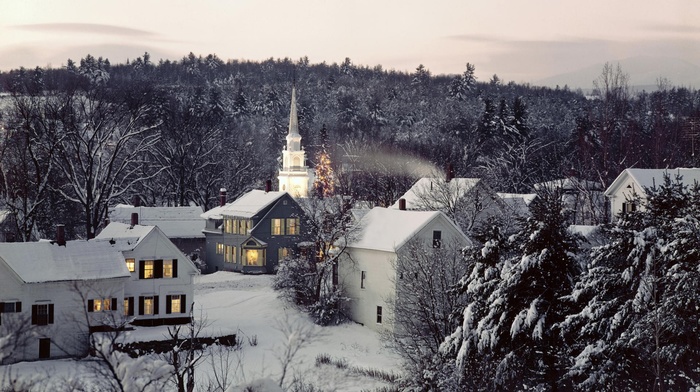 snow, city