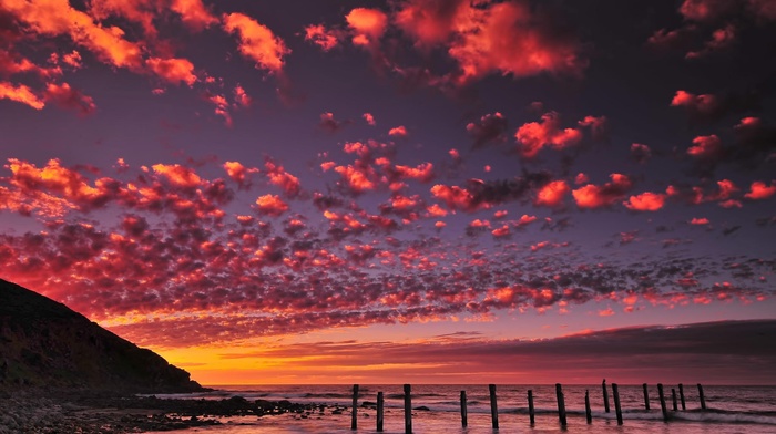 clouds, landscape, coast