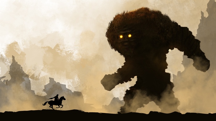 warrior, Shadow of the Colossus, fantasy art, horse, creature