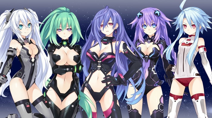 Iris Heart, Black Heart, Green Heart, anime, anime girls, Hyperdimension Neptunia, Purple Heart, White Heart
