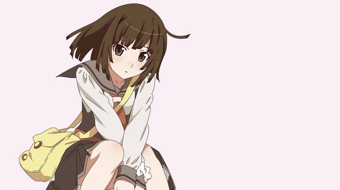 monogatari series, anime, Sengoku Nadeko, school uniform, anime girls