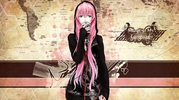 Vocaloid, pink hair, long hair, Megurine Luka