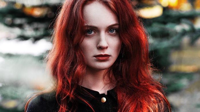 portrait, redhead, girl, face