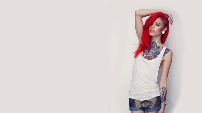 redhead, chest tattoos, tattoo