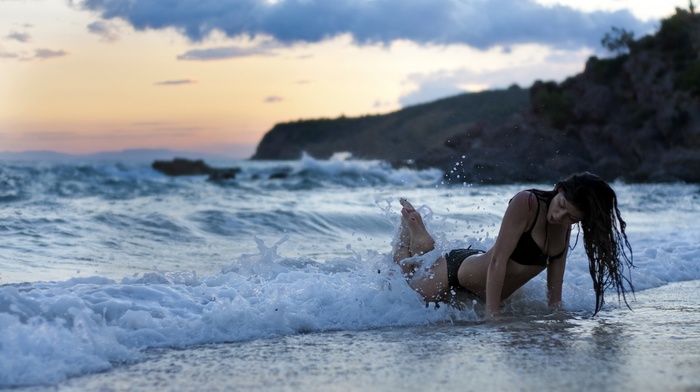 girl outdoors, beach