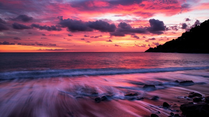 sea, beach, clouds