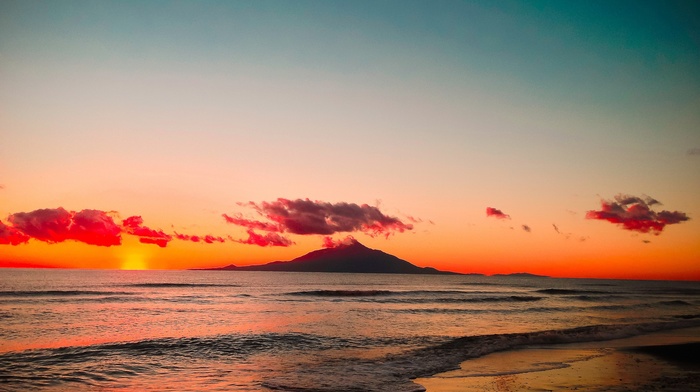 beach, landscape, clouds, sea