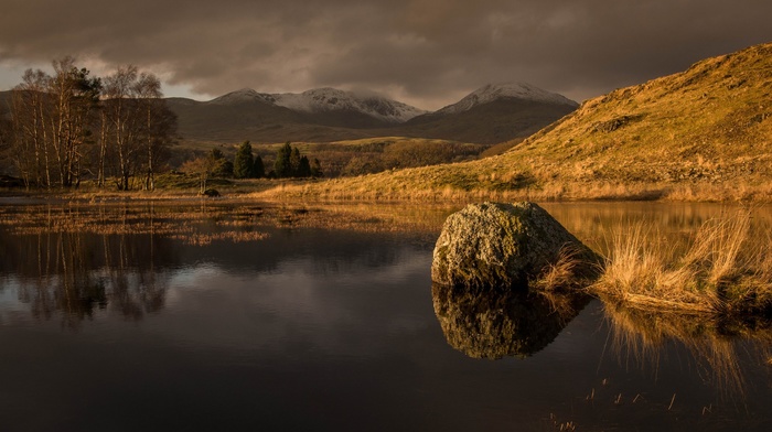 lake, landscape, clouds