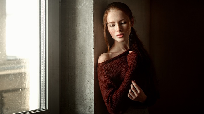 redhead, girl, Georgiy Chernyadyev, sweater