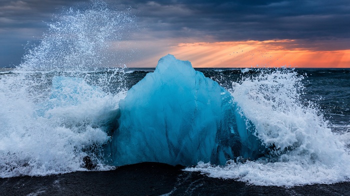sea, ice, nature, Iceland