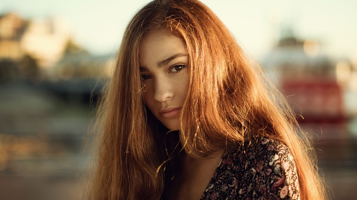 girl, portrait, face, redhead