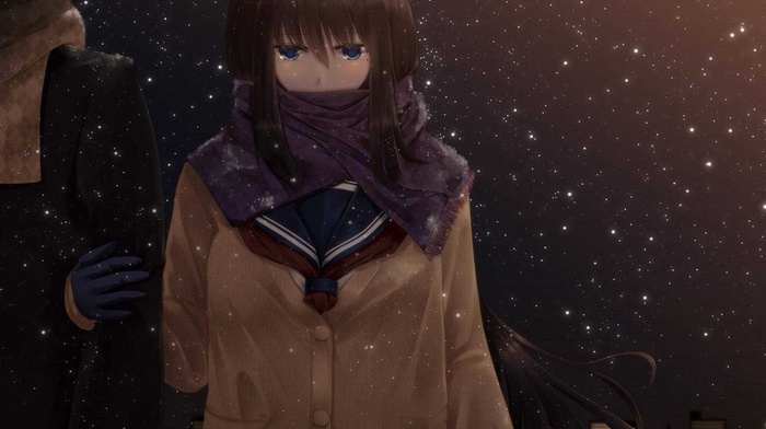 scarf, manga, alone