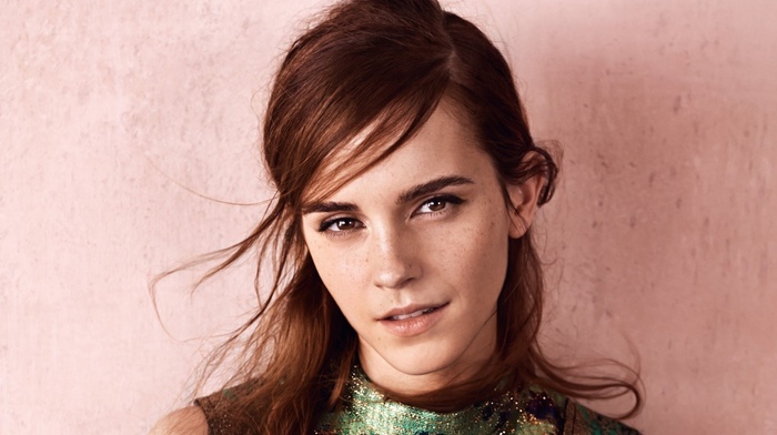 eyes, portrait, Emma Watson, girl, simple background, long hair, face, actress, brown eyes, looking at viewer, open mouth, auburn hair