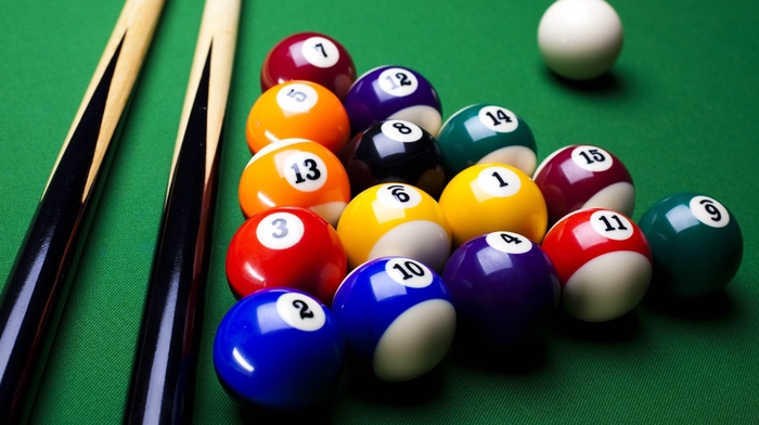 billiard balls, pool table