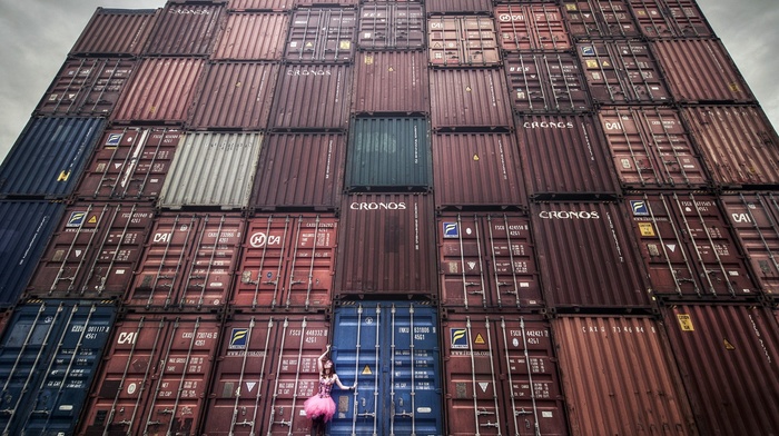 container, girl, model