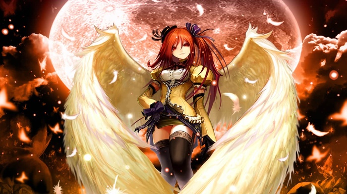 thigh, highs, wings, original characters, anime