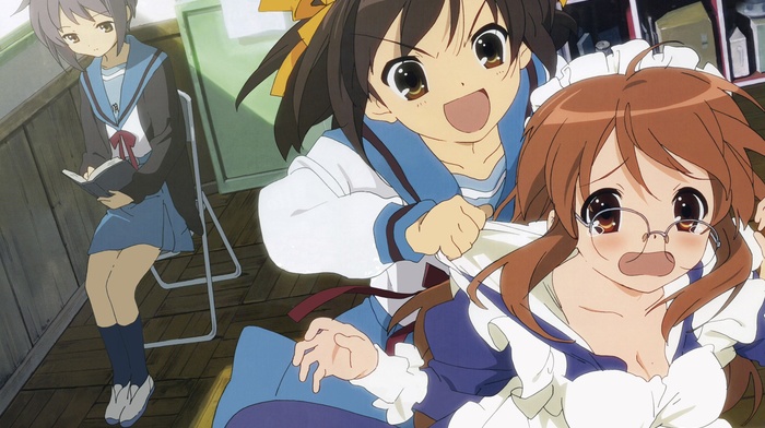 Asahina Mikuru, nagato yuki, anime, suzumiya haruhi, the melancholy of haruhi suzumiya, anime girls