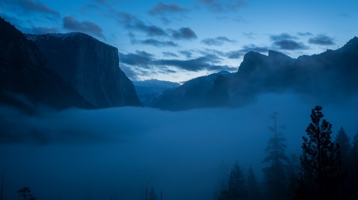 mountain, mist, landscape