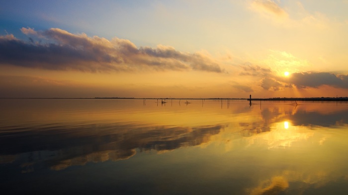 reflection, water, landscape