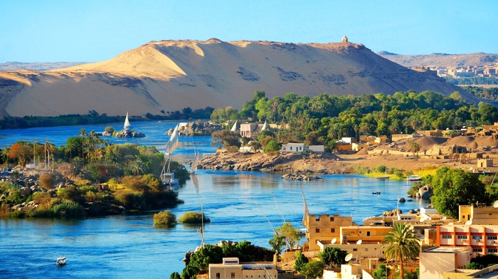 house, river, landscape