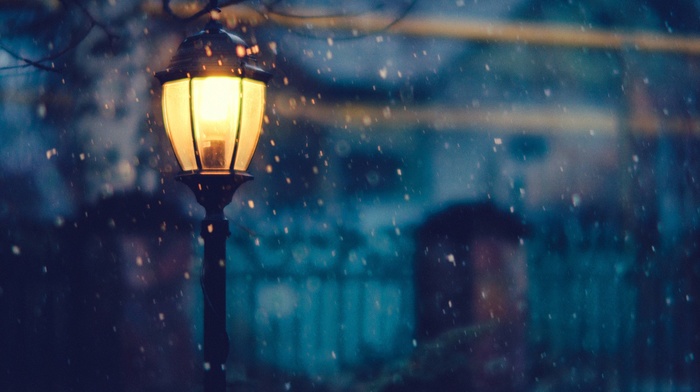 urban, lantern, snow