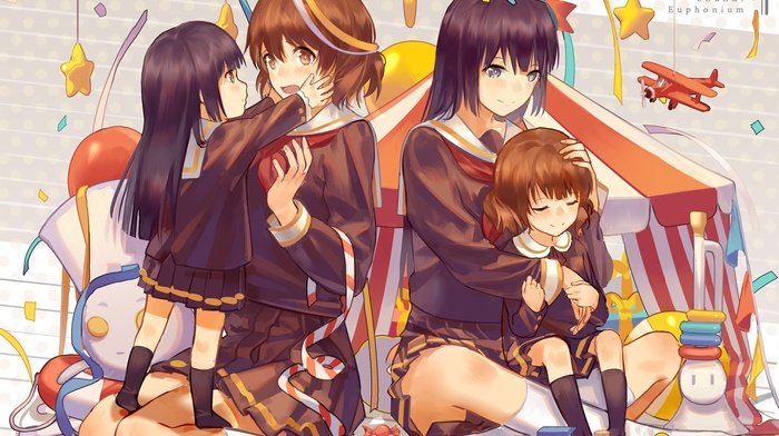 Kousaka Reina, skirt, anime, school uniform, anime girls, Hibike Euphonium, Oumae Kumiko, schoolgirls