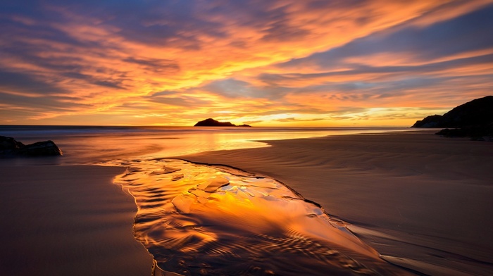 sunset, landscape, beach