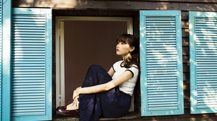 girl, window, Asian, model