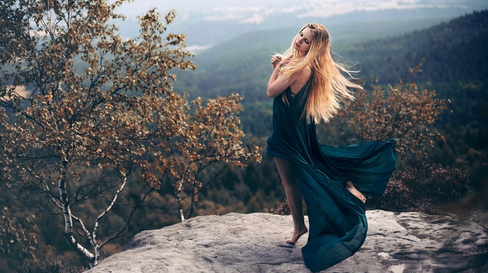 landscape, trees, nature, girl outdoors