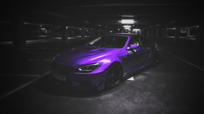 BMW, selective coloring, purple, cars