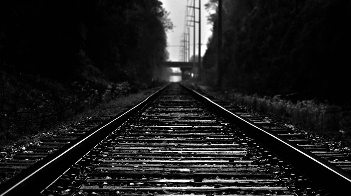 railway, monochrome