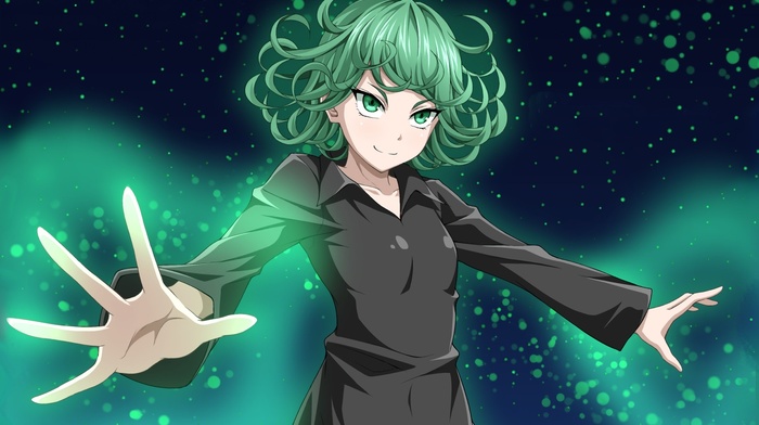 green hair, green eyes, One, Punch Man, Tatsumaki