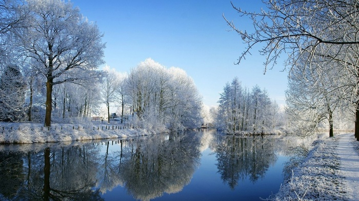river, winter, nature