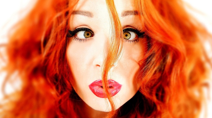 face, redhead, squint, model, girl